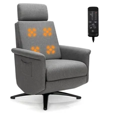 Giantex Massage Recliner Chair Swivel Single Sofa Lounge w/ Remote Control Grey