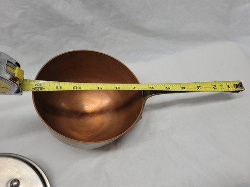 VINTAGE BAZAAR DE LA CUISINE NY/NY 6" SOLID COPPER POT BRASS HANDLE W/LID #5365 - Picture 23 of 23