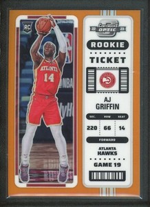 2022-23 AJ GRIFFIN 13/49 PANINI CONTENDERS OPTIC ORANGE ROOKIE RC#11 TICKET