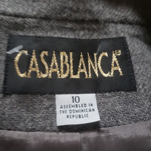 Vtg Casablanca 100% Wool Blend Blazer Women’s Sz 10 Grey Golden Button - 第 9/9 張圖片
