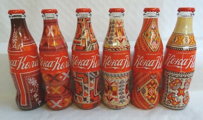 6 DIFFERENT COCA COLA GLASS BOTTLES BULGARY COMPLET SET 