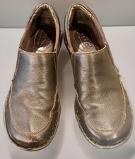 B C Born Shoes/Loafers/Slip On Clogs-9423 Black Leather Round Toe-Women Size 8