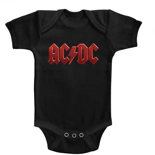 AC/DC Distressed Red Logo Baby Romper Onezies 6-24 Month Heavy Metal ...