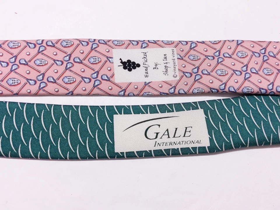 Lote de 2 Corbatas de Cuello VINEYARD VINES Lacrosse Gale Internacional Rosa Verde Foto 4 de 4