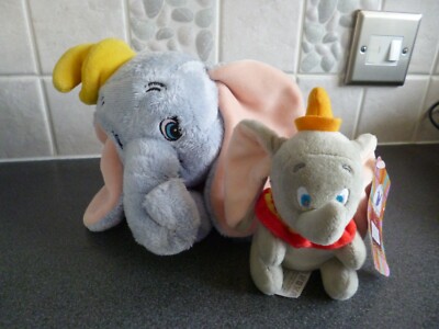 Dumbo Stofftiere - 8'' lang x 6'' groß - Disney Beanie - & neuer Schlüsselanhänger - kuschelig