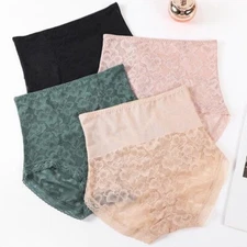 Ladies Lace Jacquard Panties Floral Briefs Knickers High Waist Underpants Sexy