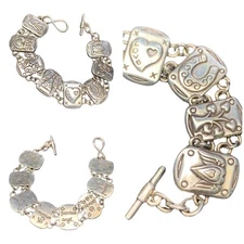 Vintage Brighton Tree Of Life Panel Silver Tone Bracelet 7.5” Angel Heart Luck