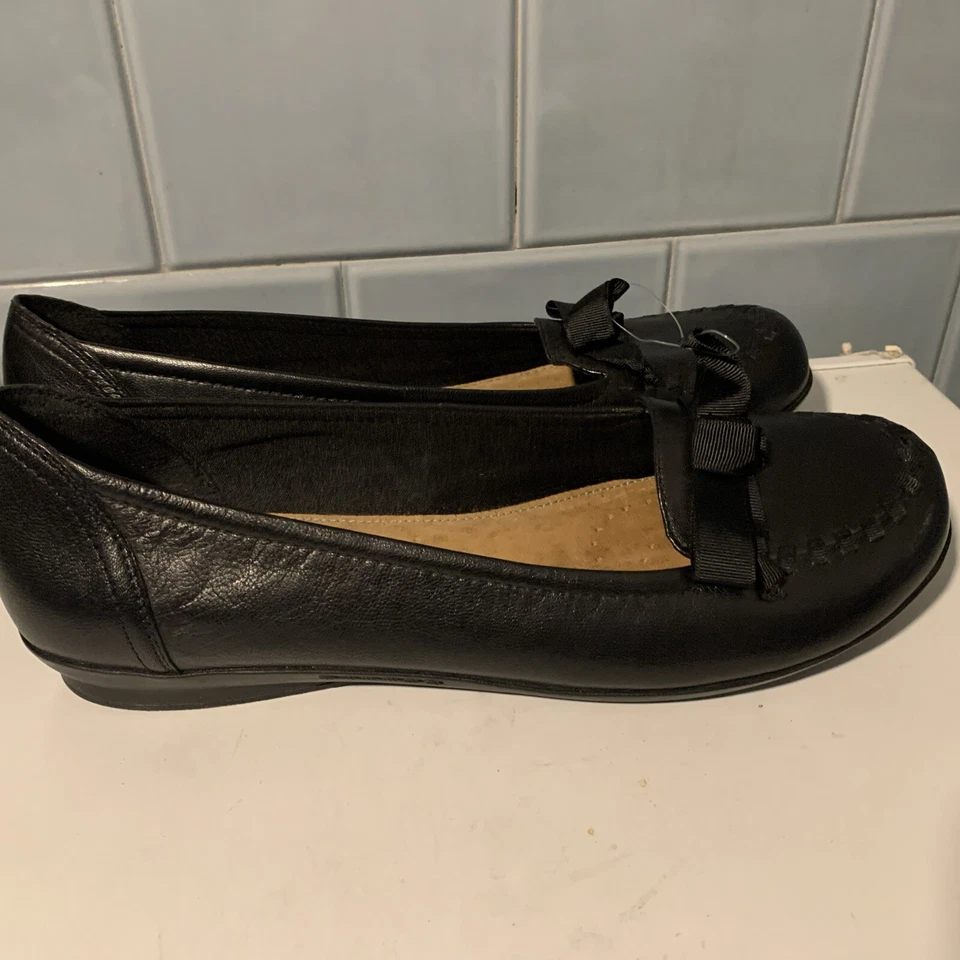 Женские кожаные черные мокасины без шнуровки YUU Raven плоские с бантом размер 11 - Изображение 3 из 4