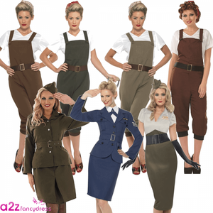 Ladies WW2 Land Girl Fancy Dress World War 2 Wartime Outfit 1940s Army Costume