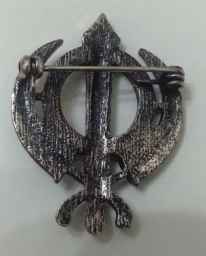 Stunning diamonte silver plated sikh khanda brooch cake pin x-mas singh gift - Picture 9 of 10