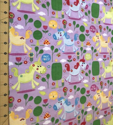 #ad Magic Unicorns Flannel Fabric Sold By The Yard #1800 $7.19