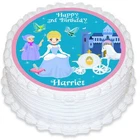 Cinderella Round Edible Icing Cake Topper - PRE-CUT
