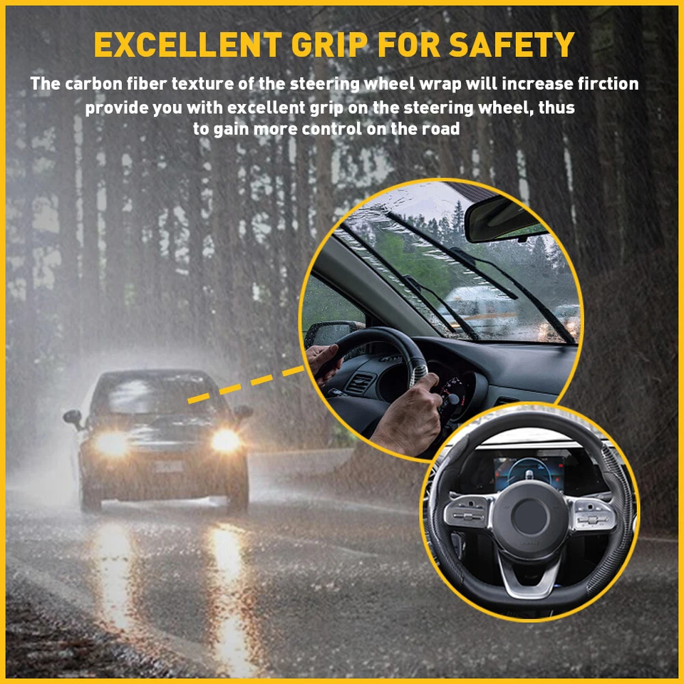 Cubierta elevadora universal para volante de coche para 38 cm 37 cm fibra de carbono impermeable Foto 4 de 4