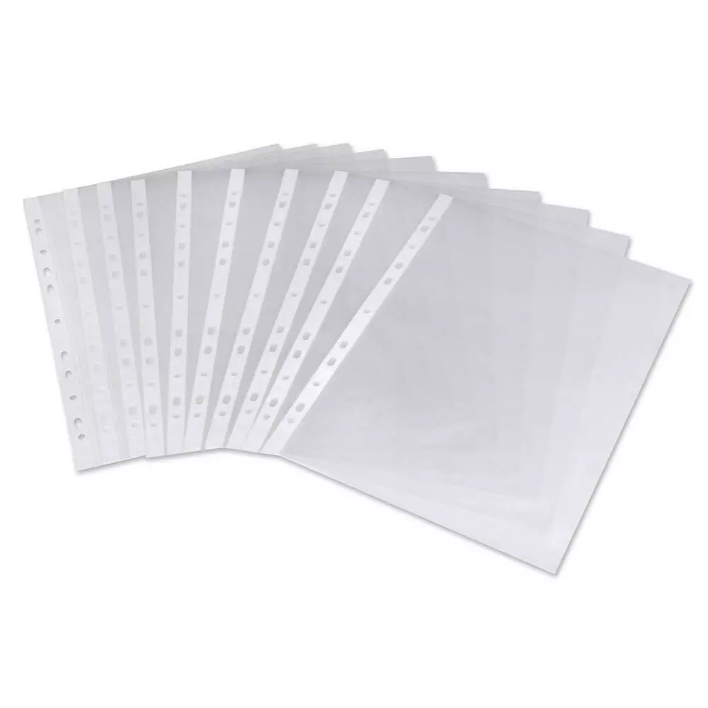 A4 Clear Punched Poly Pockets Folders Filing Wallets Sleeves See