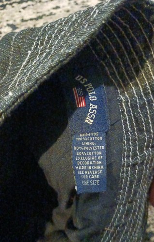 US Polo Assn 90 Denim Baby Bucket Sun Hat Navy Lining - Picture 5 of 6