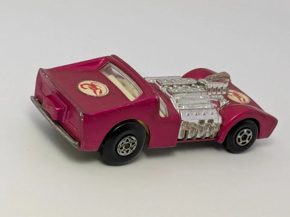 Vintage Matchbox Superfast #19 Road Dragster Purple MAGENTA 1970 Scorpion Decals - Image 2 of 4