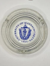 University of Massachusetts Round Glass Ashtray