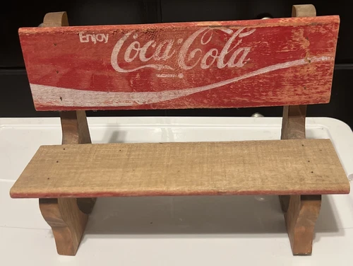 Vintage Coca-Cola Wooden Mini Bench Measures Approx. 12.5 Inches Wide By 9' Tall