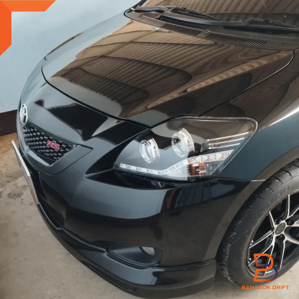 BLACK PROJECTOR LED RING HEADLIGHT HEAD LAMP For Toyota Yaris Vios Sedan 07-12 - Image 3 of 4