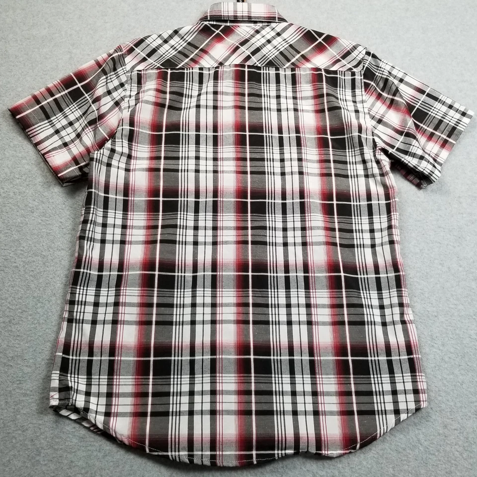 True Rock Button Up Shirt Mens Small S Black Red White Plaid Short Sleeve Pocket - Image 4 of 4