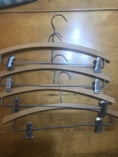Vintage lot of 4 assorted wood and steel skirt or pants clothing hangers