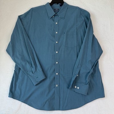 IZOD Essentials Mens 3XLT Blue Button Down Shirt Long Sleeve Big Tall Cotton