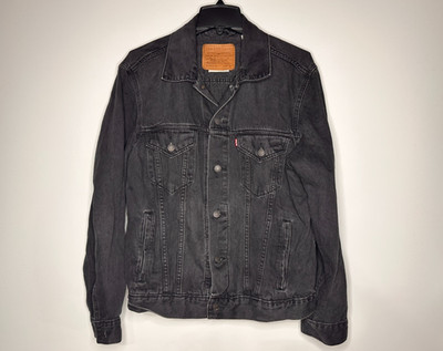 Levi's Premium Black Denim Trucker Jacket Men Size M