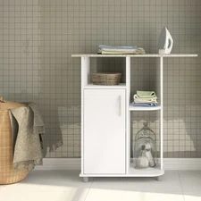 Freestanding Ironing Cabinet with Storage Shelves and Spacious Door