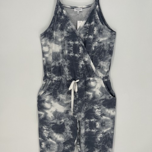 Gilli Women Jumpsuit Romper Sleeveless Tank Top Plus Size Gray/White Tie Dye NEW - Bild 5 von 11