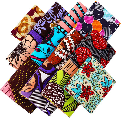 12 Pcs African Print Fabric Fat Quarters Scraps African Fabric by Yard for Sewin
