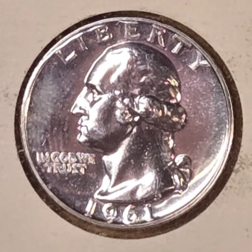 1961 Proof Washington Quarter 25 Cents US Coin 90%