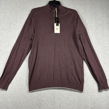 Agave Denim Sweater Mens Large Purple 1/4 Zip Mock Neck Cotton Pullover NWT 165