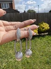 Crystal & Faux Pearl Dangle Earrings – Elegant Statement Drop Earrings