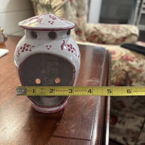 VintageStoneware Pottery Incense Burner Holder Candle Holder Asian Signed - Foto 6 di 9