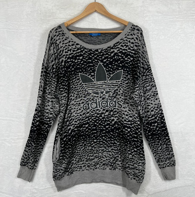 Adidas Originals Helsinki Ice Knit Pullover Grau Schwarz Damen UK 10 Trefoil