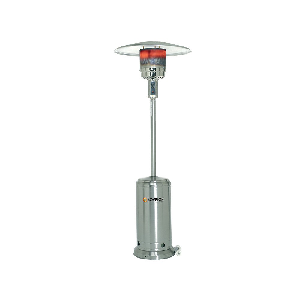 Parasol chauffant gaz inox mobile Sovelor Brasilia MI extérieur