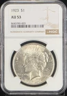 1923 Silver Peace Dollar NGC AU 53 Graded US Coin Slab About Uncirculated