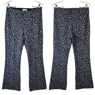 Anthropologie Maeve Mollie Kick Flare Gray Leopard Print Pants Size S