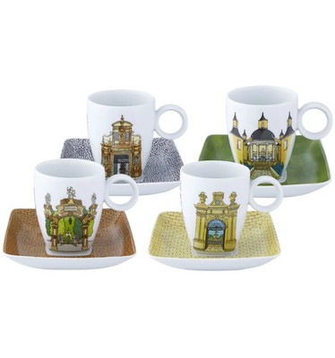 Vista Alegre Soul of Coimbra Espresso Cups and Saucers, Set of 4