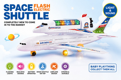 Space Shuttle Flugzeug Spielzeug Licht & Sound Batteriebetrieben Kinder Raumflugzeug