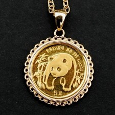 Men's Unique Panda Shape Coin Pendant No Stone 14K Yellow Gold Plated 925 Silver