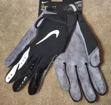 NIKE VAPOR JET 5.0 FOOTBALL GLOVES, LEATHER PALMS, NFL ISSUED, LARGE, NWT, BLACK