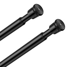 Spring Tension Curtain Rod 12-19 Inch, 2 Pack Tension Rods, Black