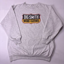 Vtg Big Smith Mens XL Gray Cotton Pullover Sweatshirt Logo Graphic USA MADE