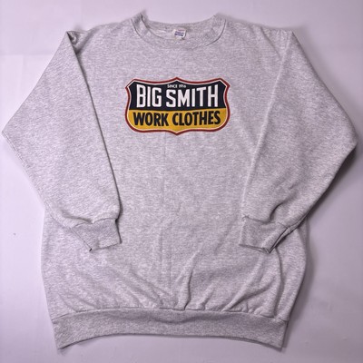 Vtg Big Smith Mens XL Gray Cotton Pullover Sweatshirt Logo Graphic USA MADE