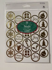 Gartner Studios Holiday Gold Envelope Seals - Assorted - 50 Count - NIP