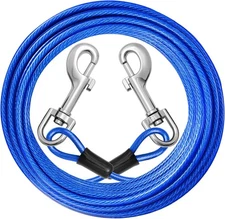 Dog Tie Out Cable: 15Ft Dog Leads for Yard Heavy Duty - Reflective Chain Leash f