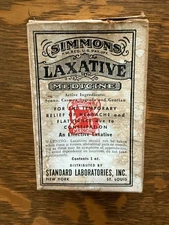 Antique SIMMONS Laxative Medicine Box w/ Contents – Early 1900s Patent Medicine