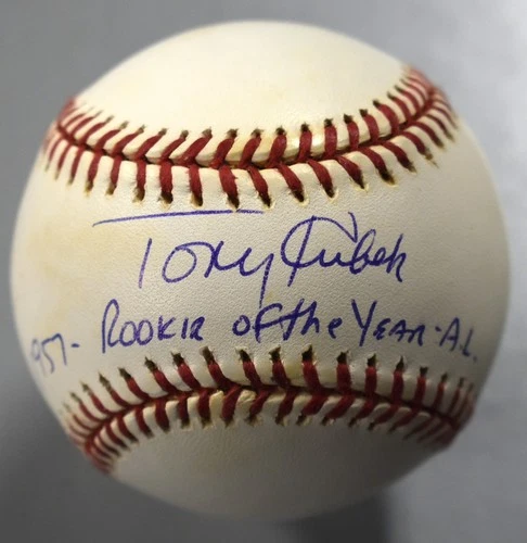 Tony Kubek Signed American League Baseball Autograph ROY 1957 Inscription