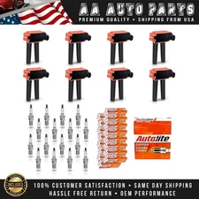 8 Ignition Coil & 16 Autolite Spark Plug fit 09-24 Dodge Ram Chrysler Jeep UF504